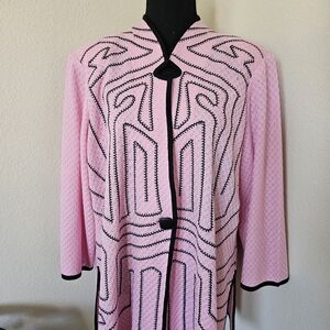 Ming Wang Pink Textured Knit Top
